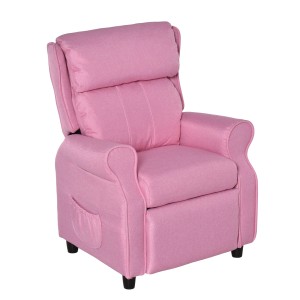 Verstellbares Kindersofa HOMCOM in Rosa mit Fußstütze.