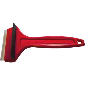 Roter Sonneck Eiskratzer aus Kunststoff, 22,5 cm, mit Gummiwischlippe für streifenfreie Scheiben.