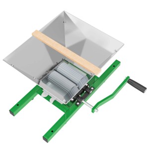 Wiltec Fruchtmühle 7L: Obstmühle mit Trichter, Handkurbel und Schneidwerk für weiche Früchte.
