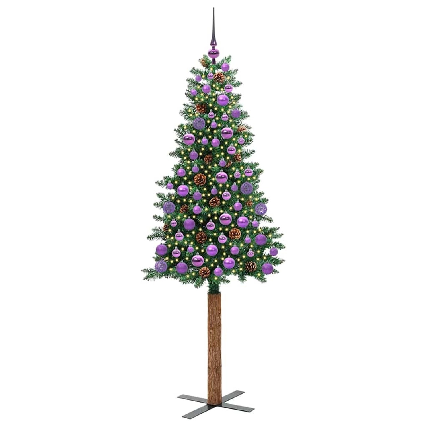 vidaXL Schlanker Weihnachtsbaum mit 300 LEDs mit Ständer Grün 180 cm 3394870