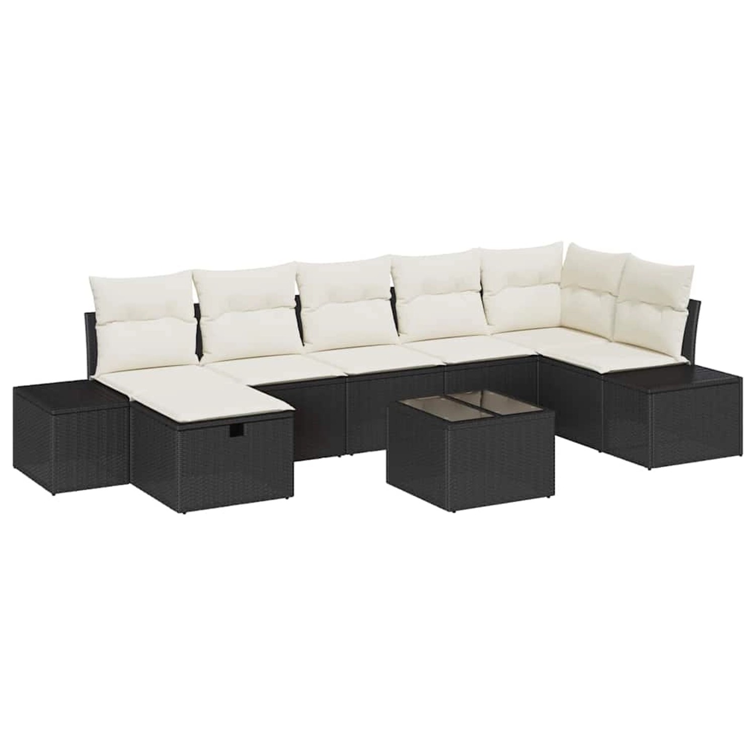 vidaXL Garten-Sofa-Set mit Kissen 8-Tlg Schwarz Poly Rattan 3359406 günstig online kaufen
