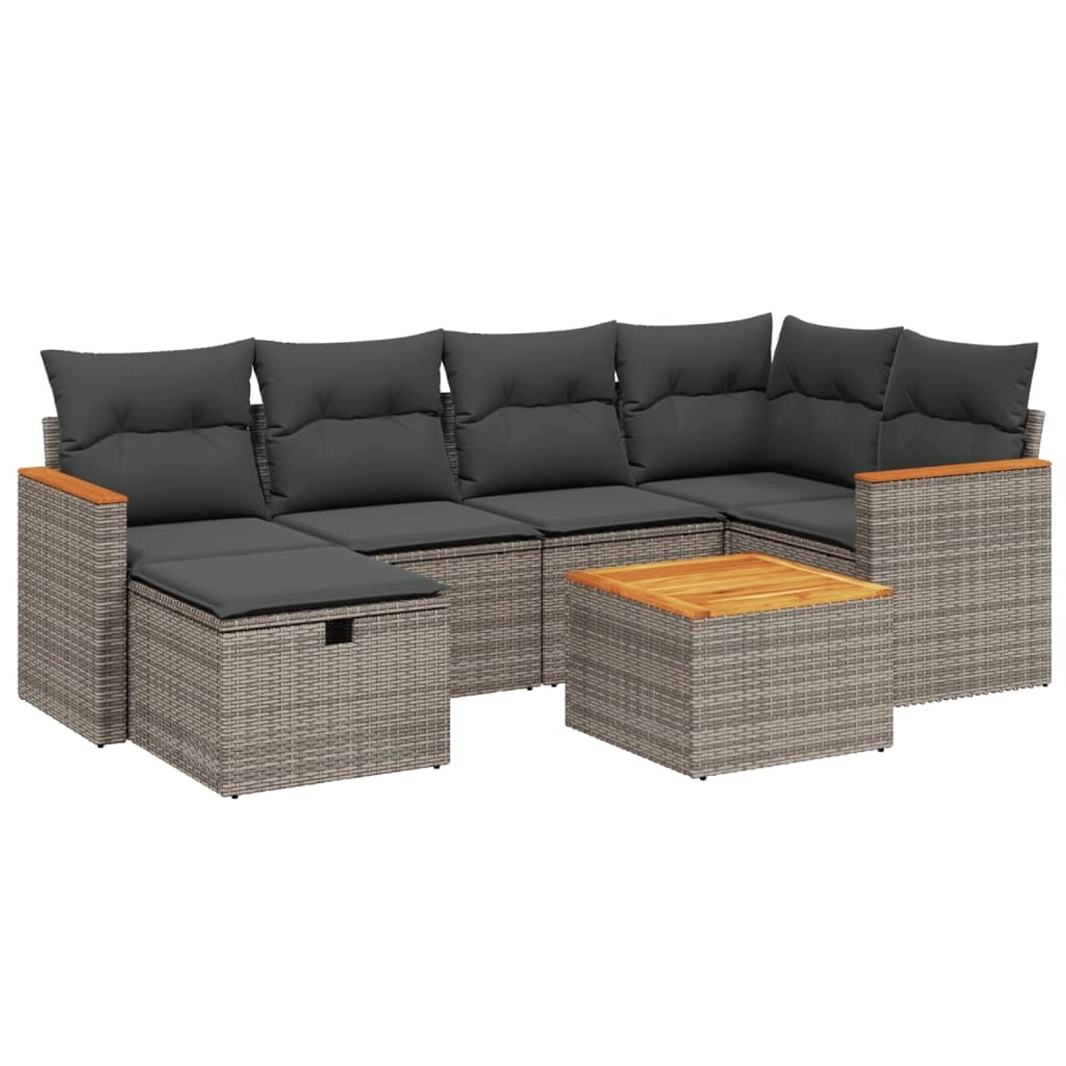 vidaXL 7-Tlg Garten-Sofagarnitur mit Kissen Grau Poly Rattan 3265309 günstig online kaufen