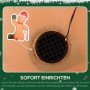 Aufblasbare Weihnachtsdeko: Detail des Ventilators und des unaufgeblasenen orangefarbenen Lebkuchenmanns.