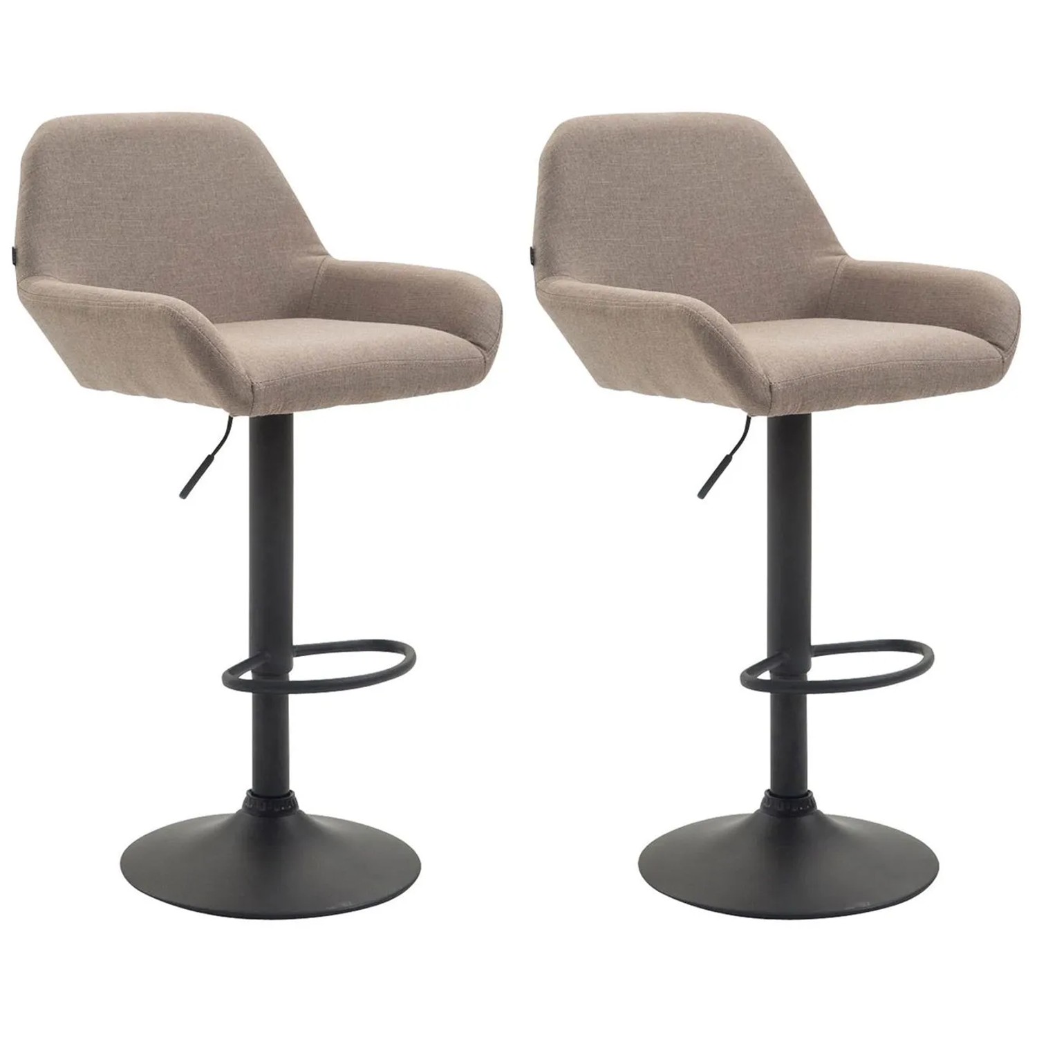 CLP 2er Set Barhocker Braga Stoff Taupe/Schwarz