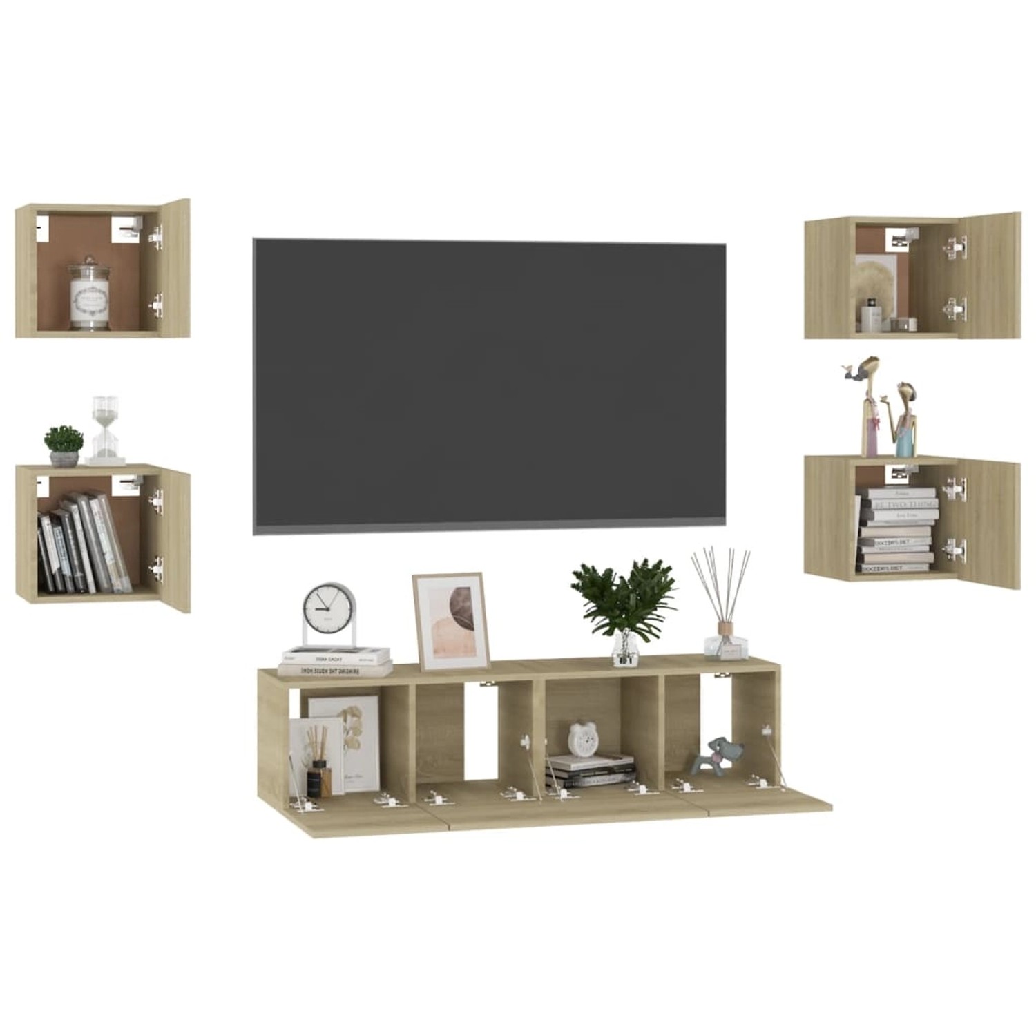 vidaXL TV-Schrank 6-tlg TV-Schrank-Set Sonoma Eiche Spanplatte TV-Konsole f günstig online kaufen