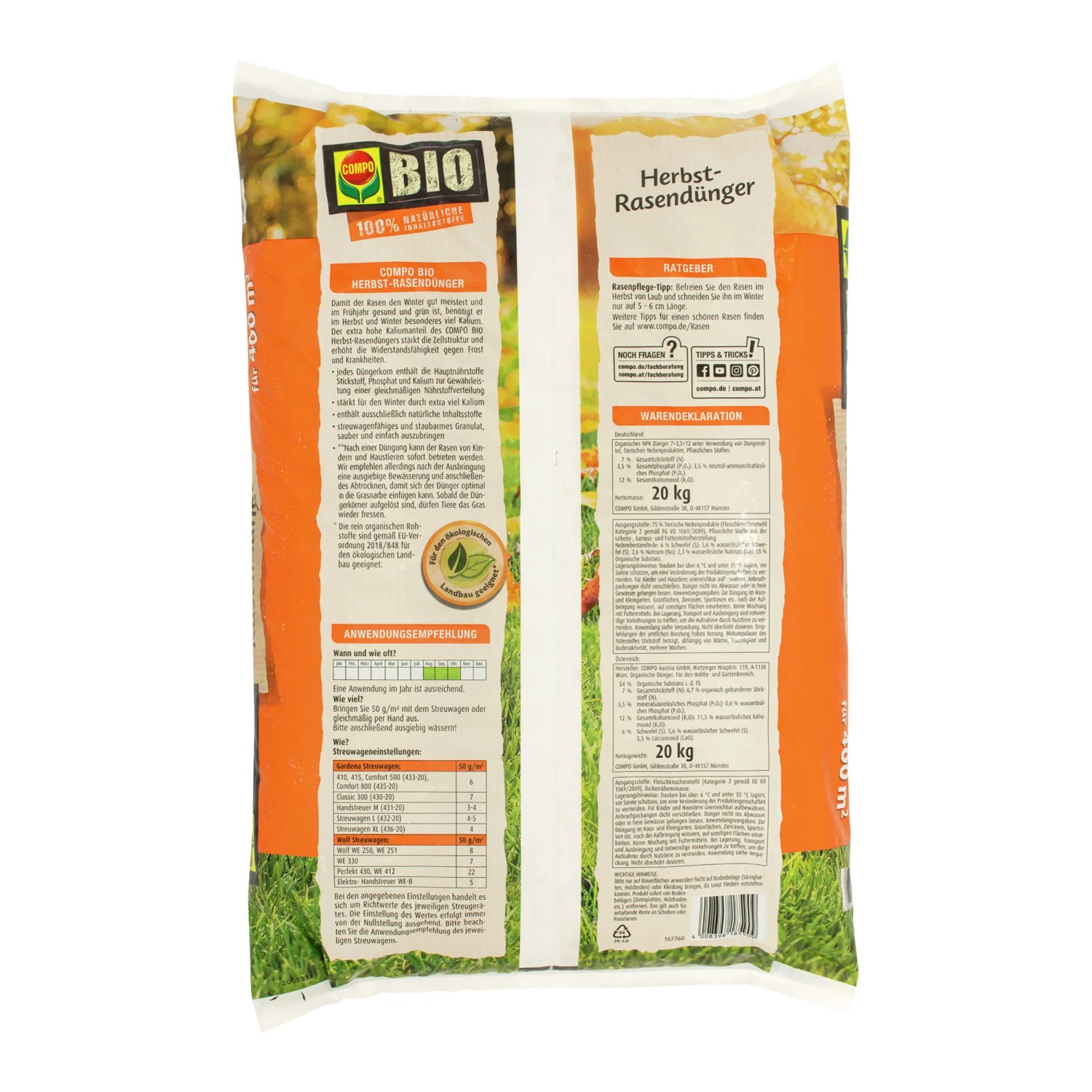 Compo Herbst-Rasendnger BIO 20 kg kaufen bei OBI
