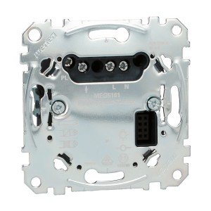 Merten Relais-Schalt-Einsatz MEG5161-0000 für Hausautomation, Rückansicht mit Anschlüssen.