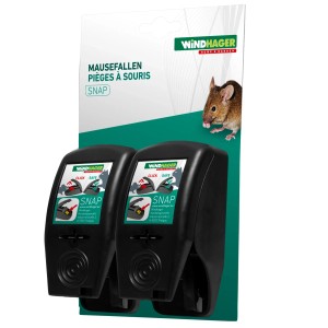 Windhager Mausefalle Snap, 2er-Pack, aus Kunststoff, für eine effektive und hygienische Mäusebekämpfung.