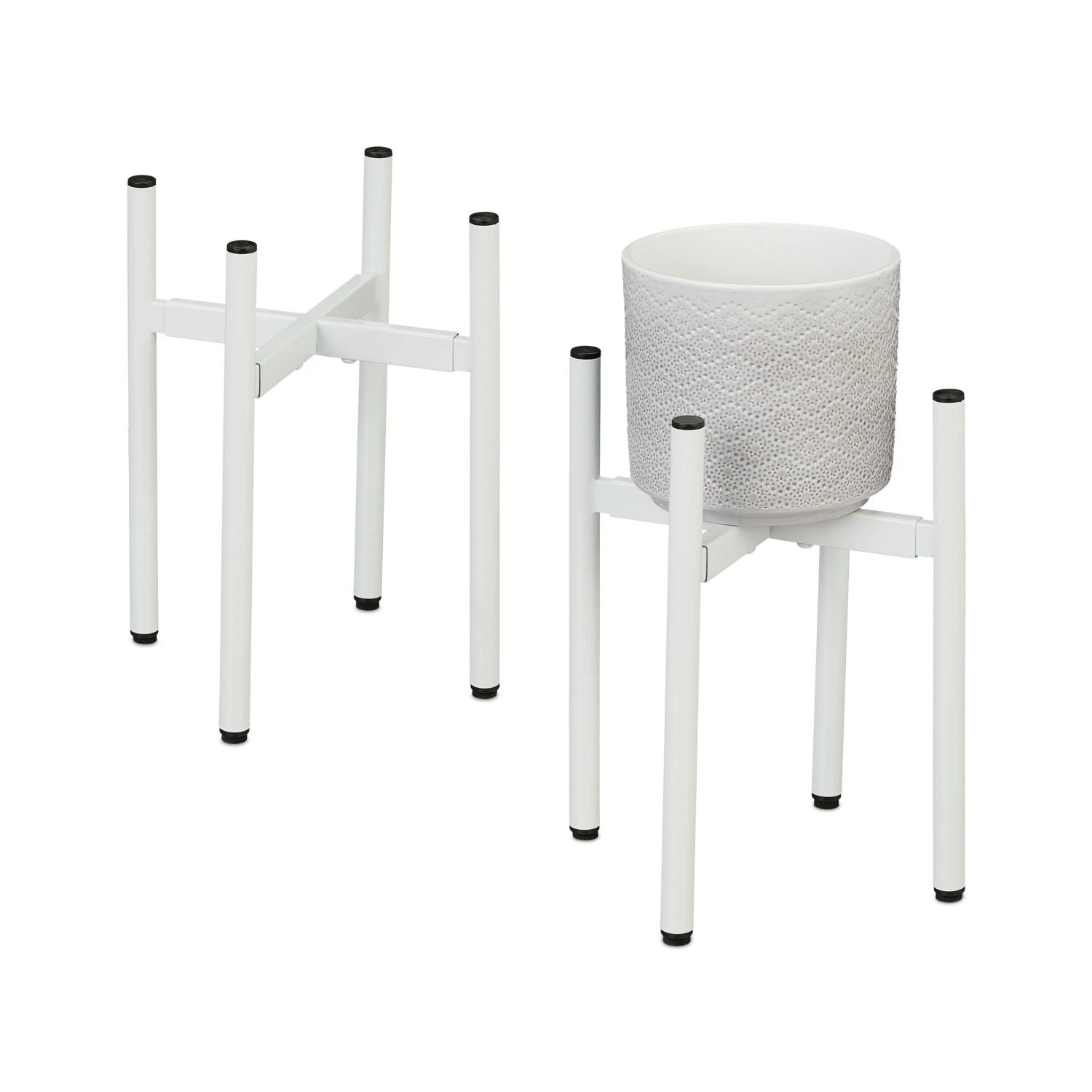 Relaxdays Pflanzenständer Eisen Weiß Breitenverstellbar 2er Set 31 cm x 26 bis 37 cm x 26 bis 37 cm