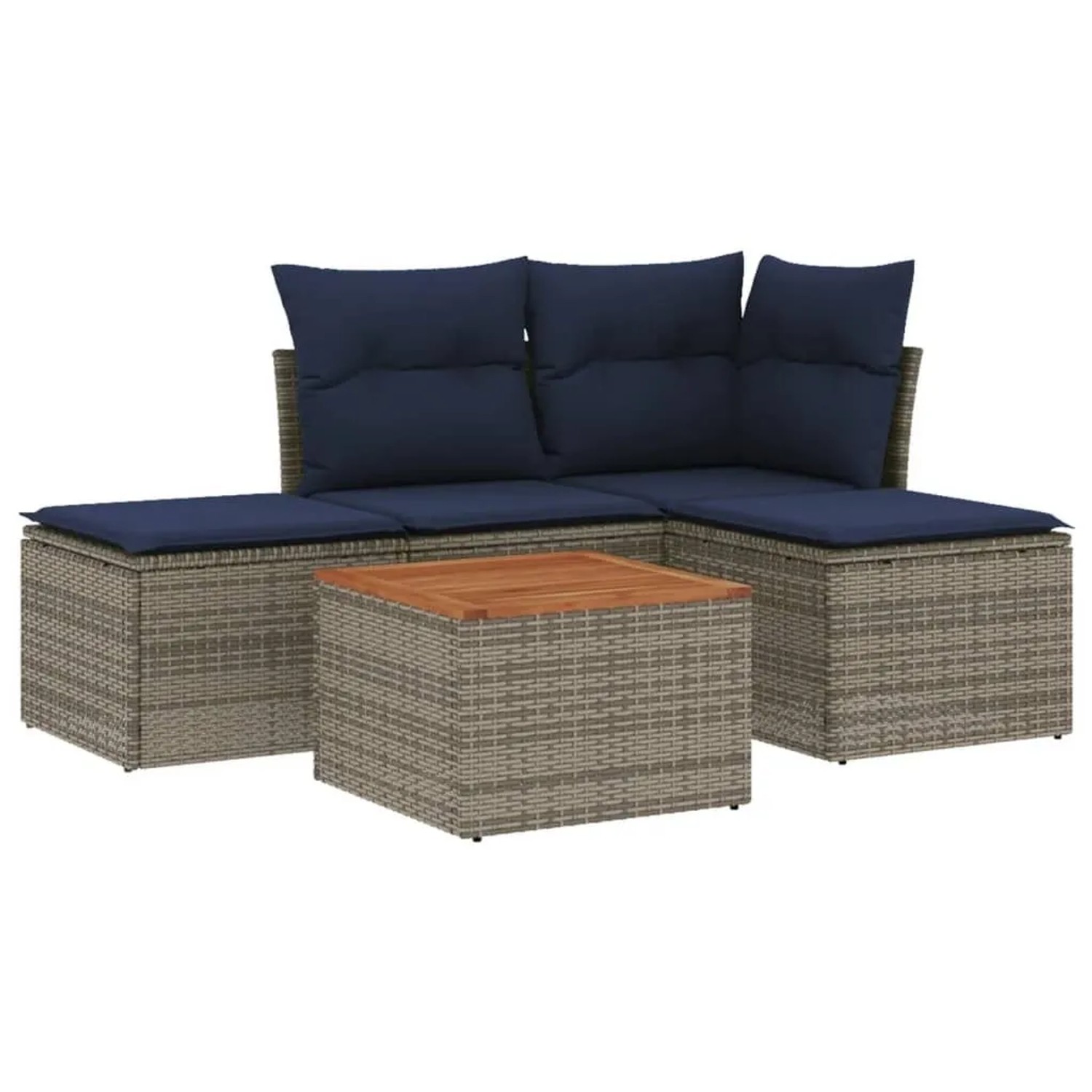 vidaXL 5-Tlg Gartensofa-Set mit Kissen Grau Polyrattan 3255921 günstig online kaufen