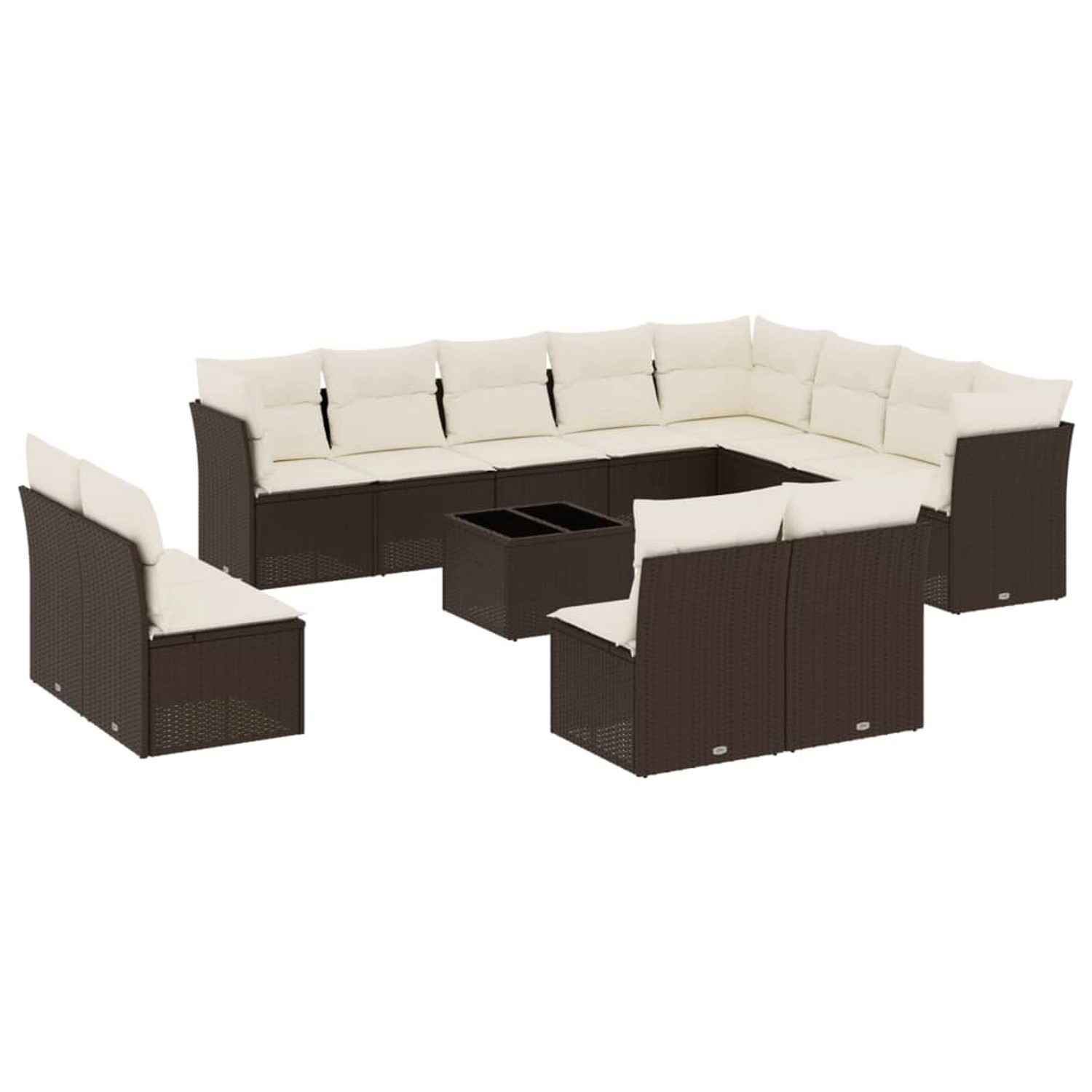 vidaXL 13-Tlg Garten-Sofagarnitur mit Kissen Braun Poly Rattan 3218483 günstig online kaufen