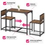 Tectake Sitzgruppe Milton, 3-teilig, Esstisch mit 2 Stühlen im Industrial Design, Holz dunkel rustikal.