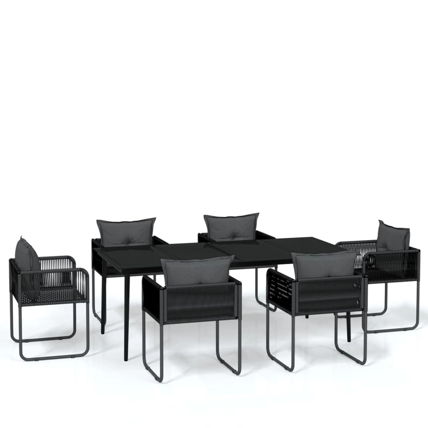 vidaXL 7-Tlg Garten-Essgruppe Schwarz 3099087 günstig online kaufen