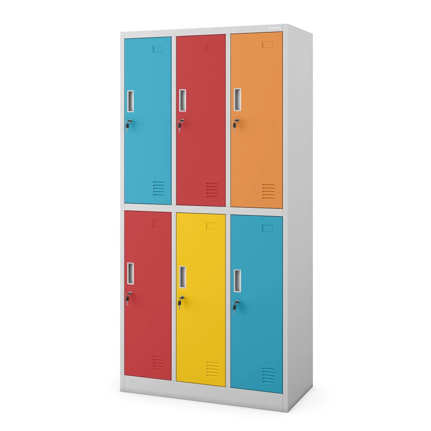 JAN NOWAK Arbeitsschutz-Garderobenschrank 6-Türiger Grau-Bunt IGOR 185x90x45 cm