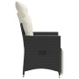 Verstellbarer vidaXL Gartensessel, 2er Set, schwarz, mit cremeweißen Kissen aus Polyrattan.