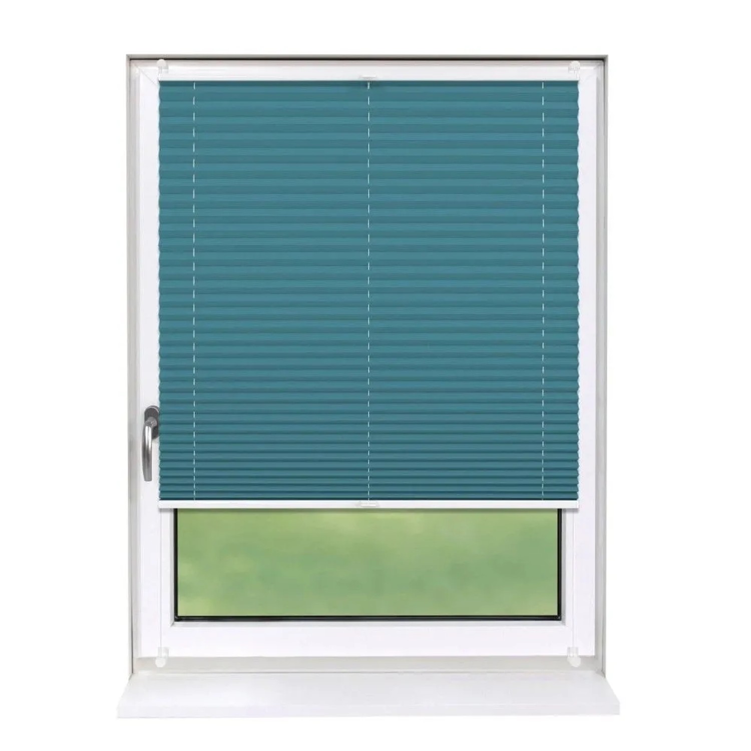 Deco-Raum Plissee Basic ohne Bohren 60x150cm Petrol Blickdicht Klemmfix