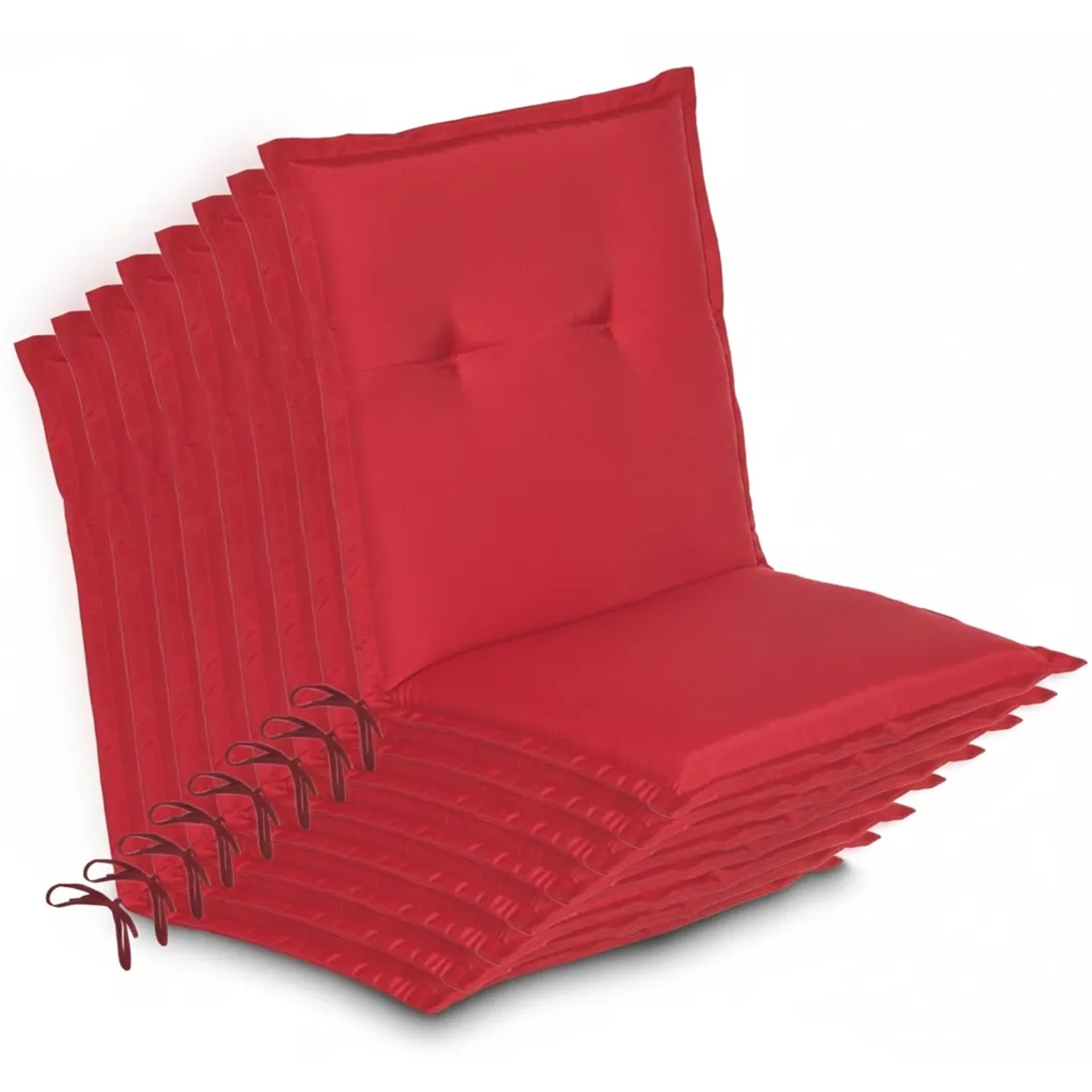 Beautissu 8er Set Niedriglehner Auflage Gartenstuhl Loft NL 100x50x6cm Rot