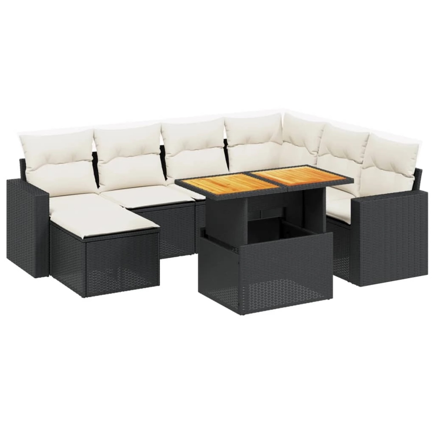 vidaXL 8-Tlg Garten-Sofagarnitur mit Kissen Schwarz Poly Rattan 3275604 günstig online kaufen