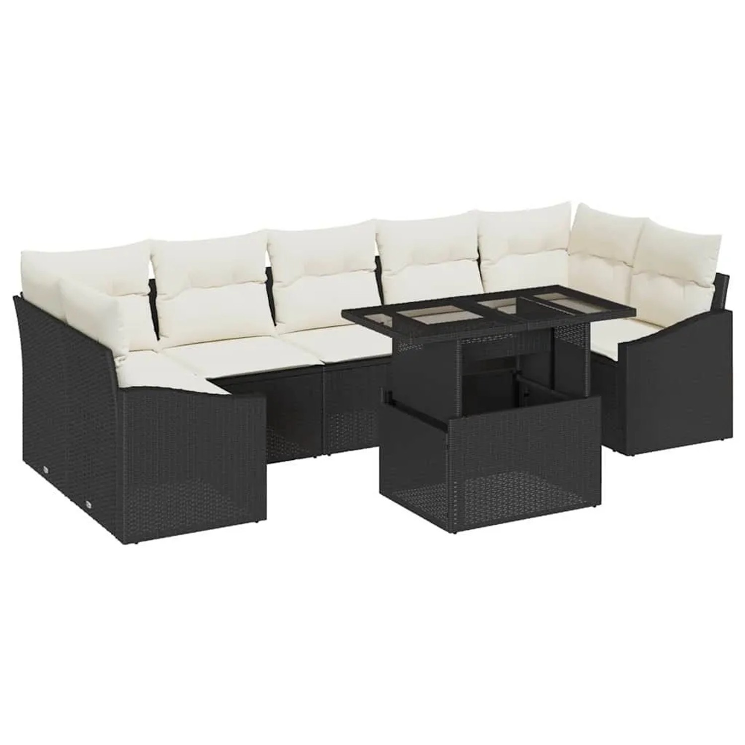 vidaXL Gartensofa-set mit Kissen 8-Tlg Schwarz und Creme Poly-Rattan 334895 günstig online kaufen