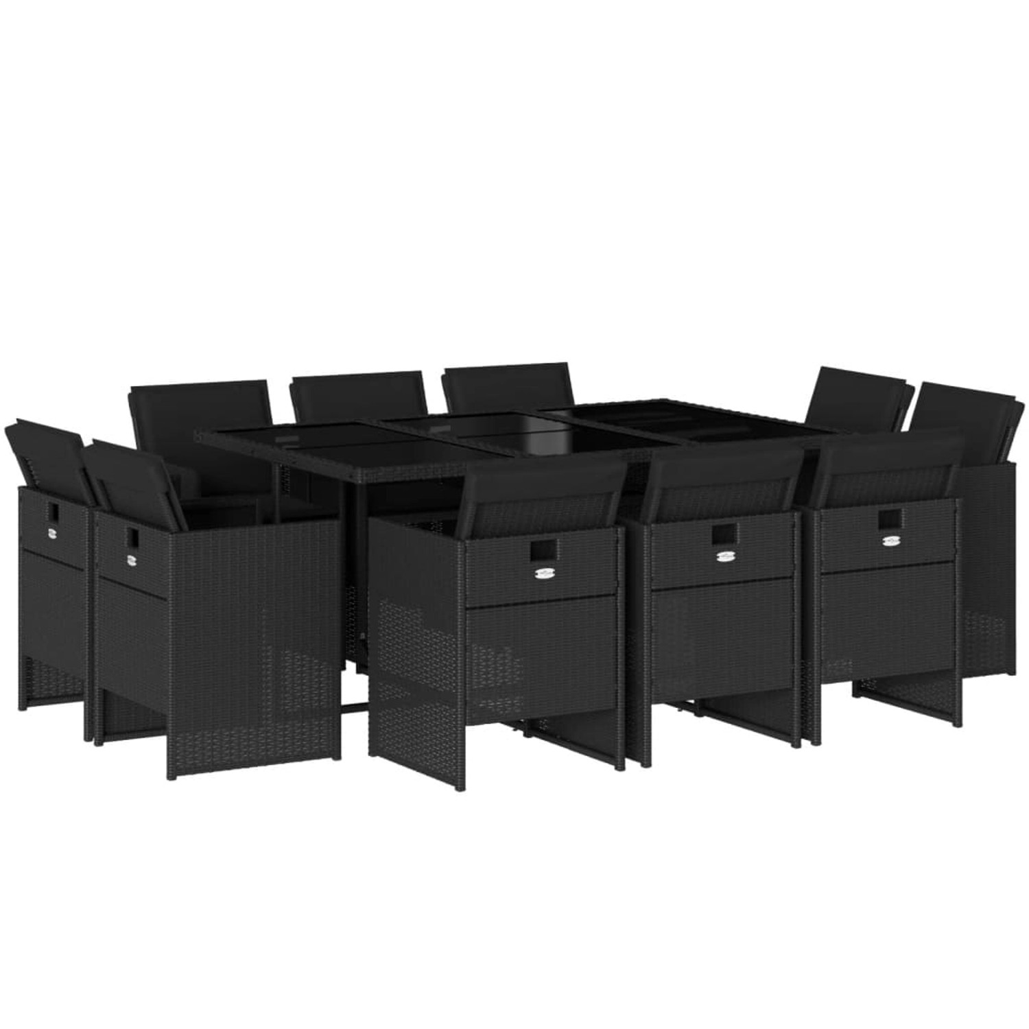 vidaXL 11-Tlg Garten-Essgruppe mit Kissen Schwarz Poly Rattan 3210667 günstig online kaufen