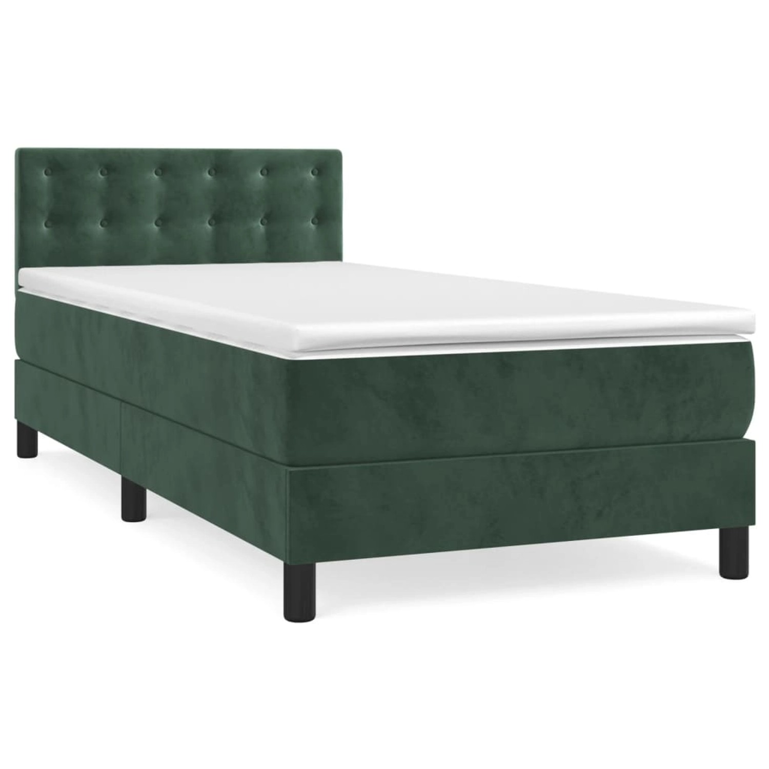 vidaXL Boxspringbett Boxspringbett mit Matratze Dunkelgrün 100x200 cm Samt günstig online kaufen