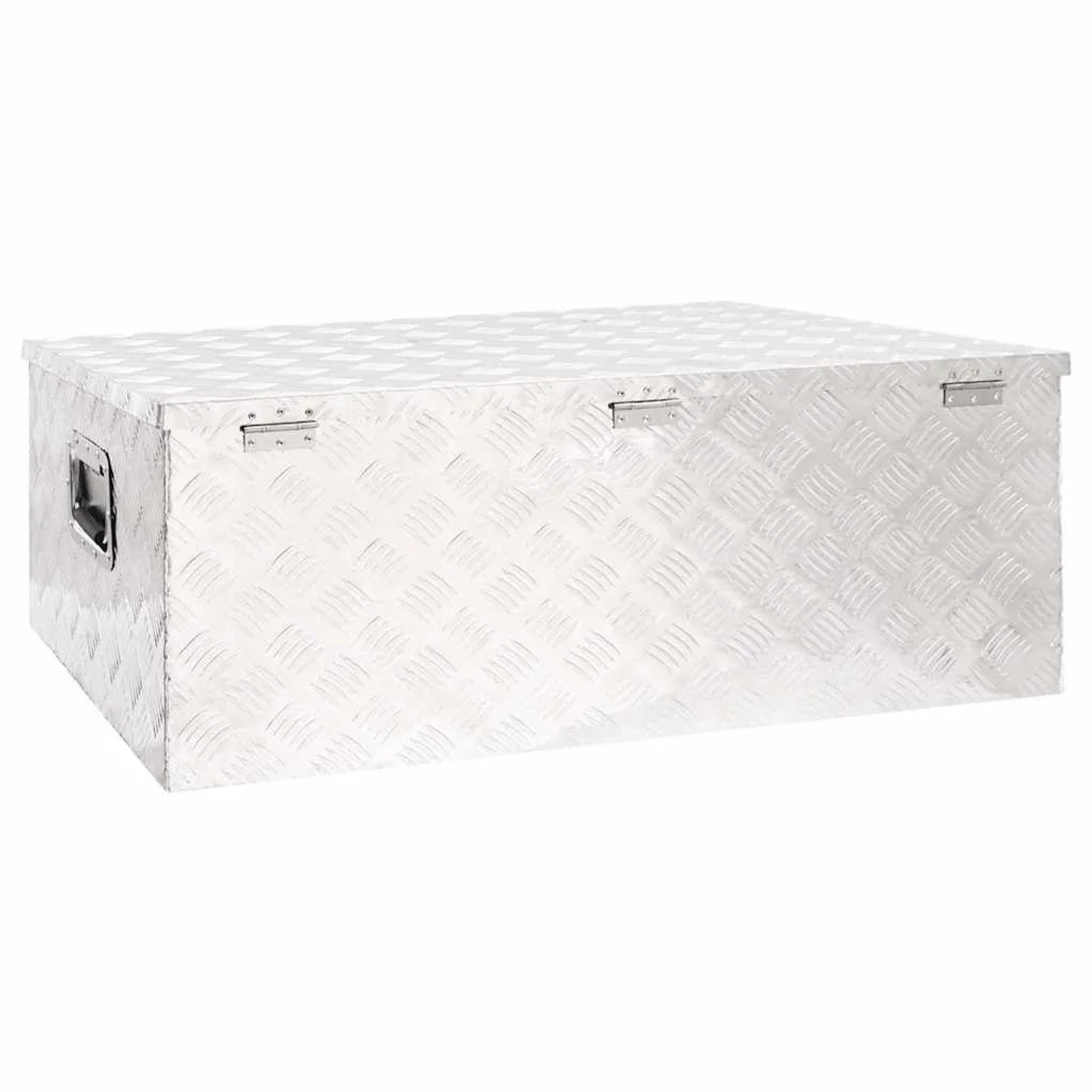 DELUKE Aluminiumbox Mit Deckel Abschließbar Alubox Deichselbox Alu Anhängerbox Werkzeugkiste Transportbox Metallkiste 100x55x37cm Silber_5