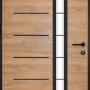 Splendoor Haustür Berlin Prime Woodeffect, 110x210 cm, Eiche Dekor mit Glaseinsatz und Edelstahl Applikationen.