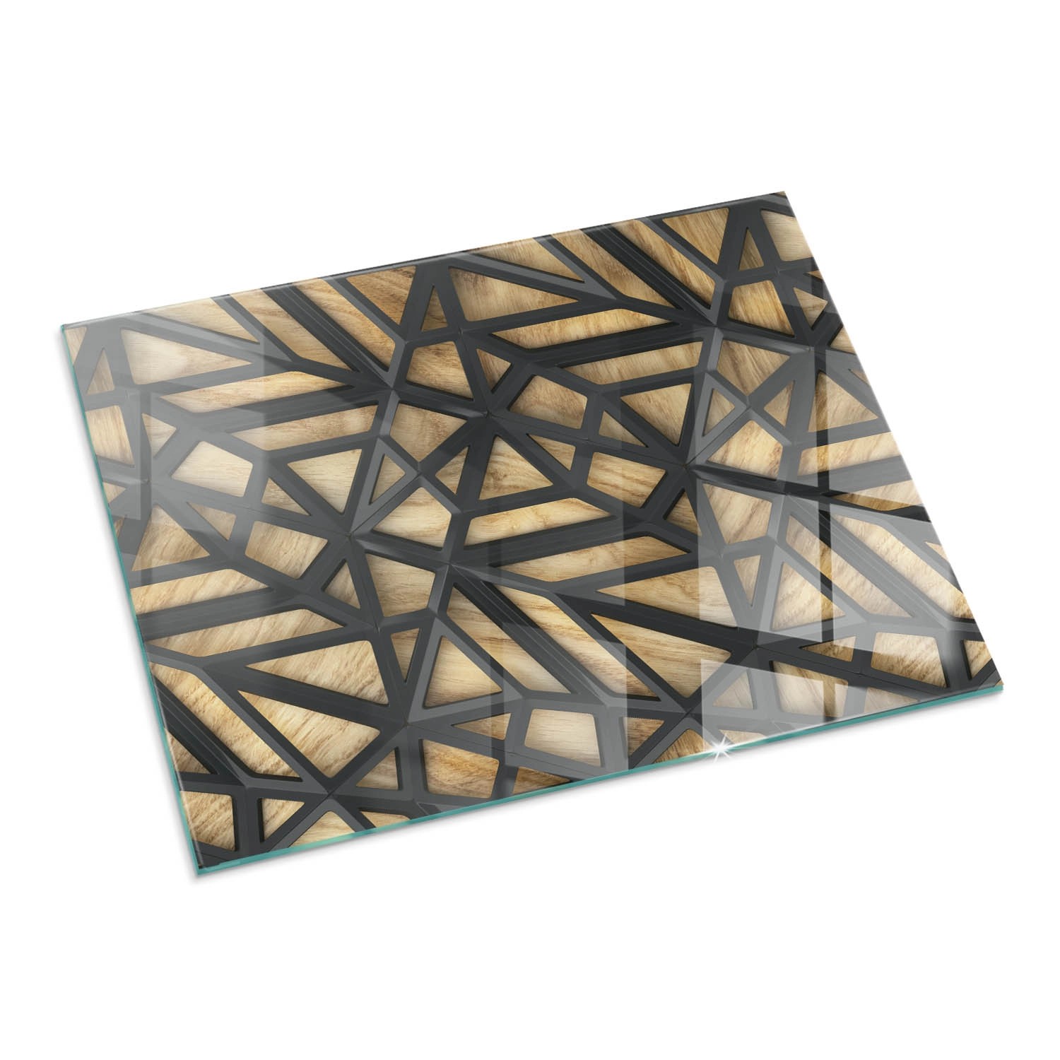 Tulup Glasplatte für Kamin Geometrie mit Holz Kamin Glasplatte Rechteck 80x günstig online kaufen