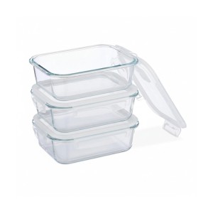 Relaxdays Glasbehälter mit Deckel Glas Transparent Luftdicht 3 x 1040 ml