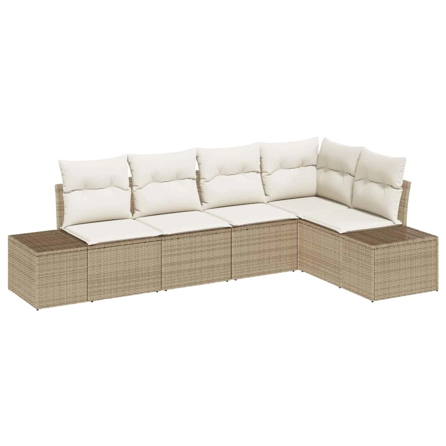 vidaXL Garten-Sofa-Set 5-Tlg Beige Poly Rattan 3347061 günstig online kaufen