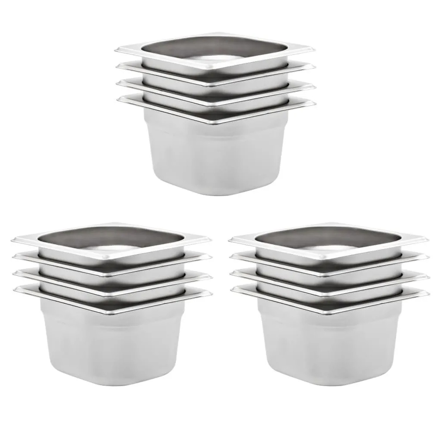 vidaXL Gastronormbehälter 12 Stk GN 1/6 100 mm Edelstahl 50907