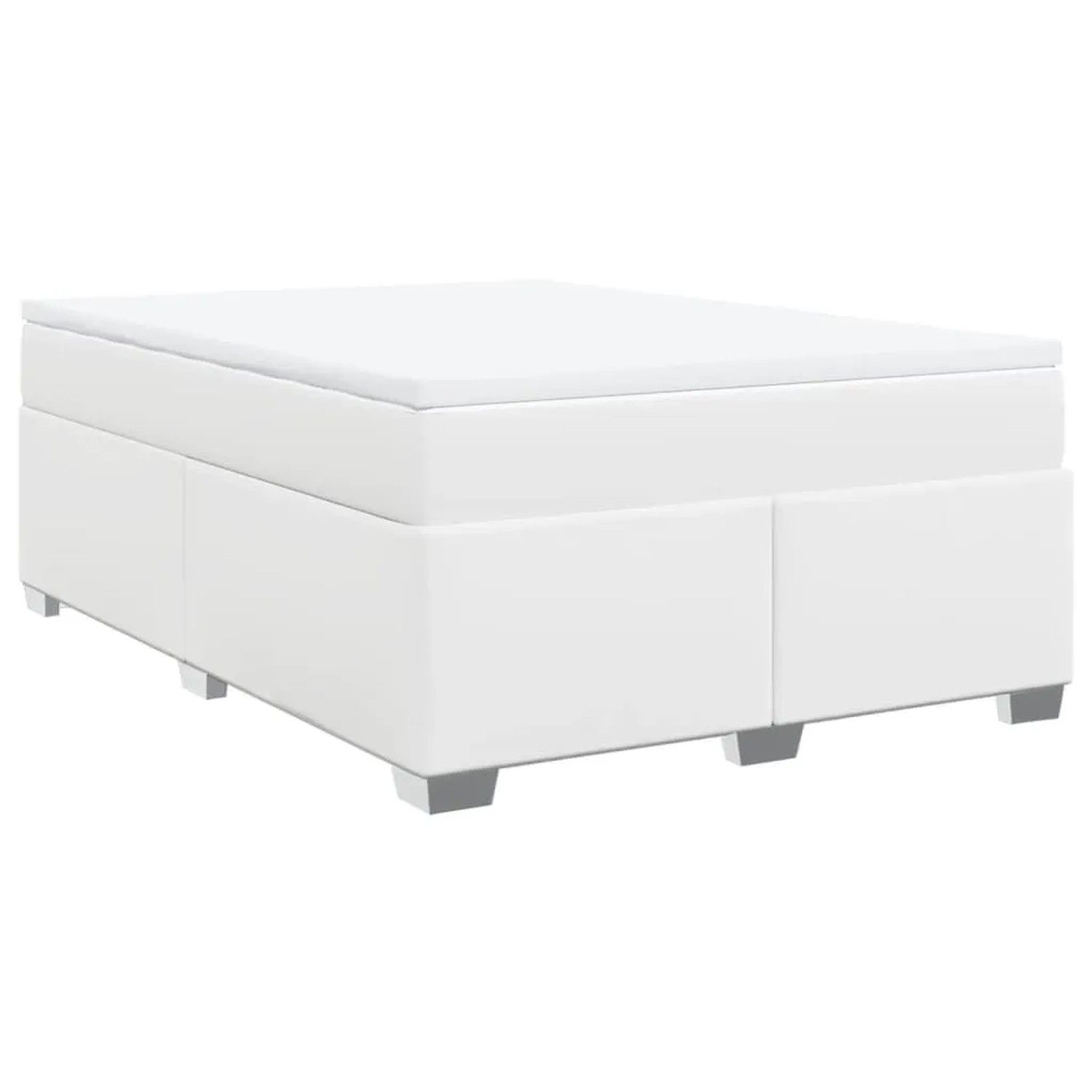 vidaXL Boxspringbett mit Matratze Weiß 140x190 cm Kunstleder 3285210