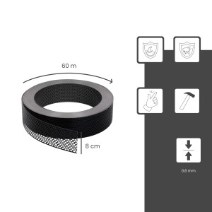 Daprona Vogelschutzgitter Lüftungsband 60m x 80mm Aluminium Schwarz