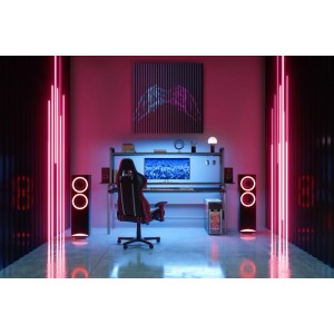 FN Acustico Akustikplatte Control 1 im Gaming-Zimmer mit Neonbeleuchtung.