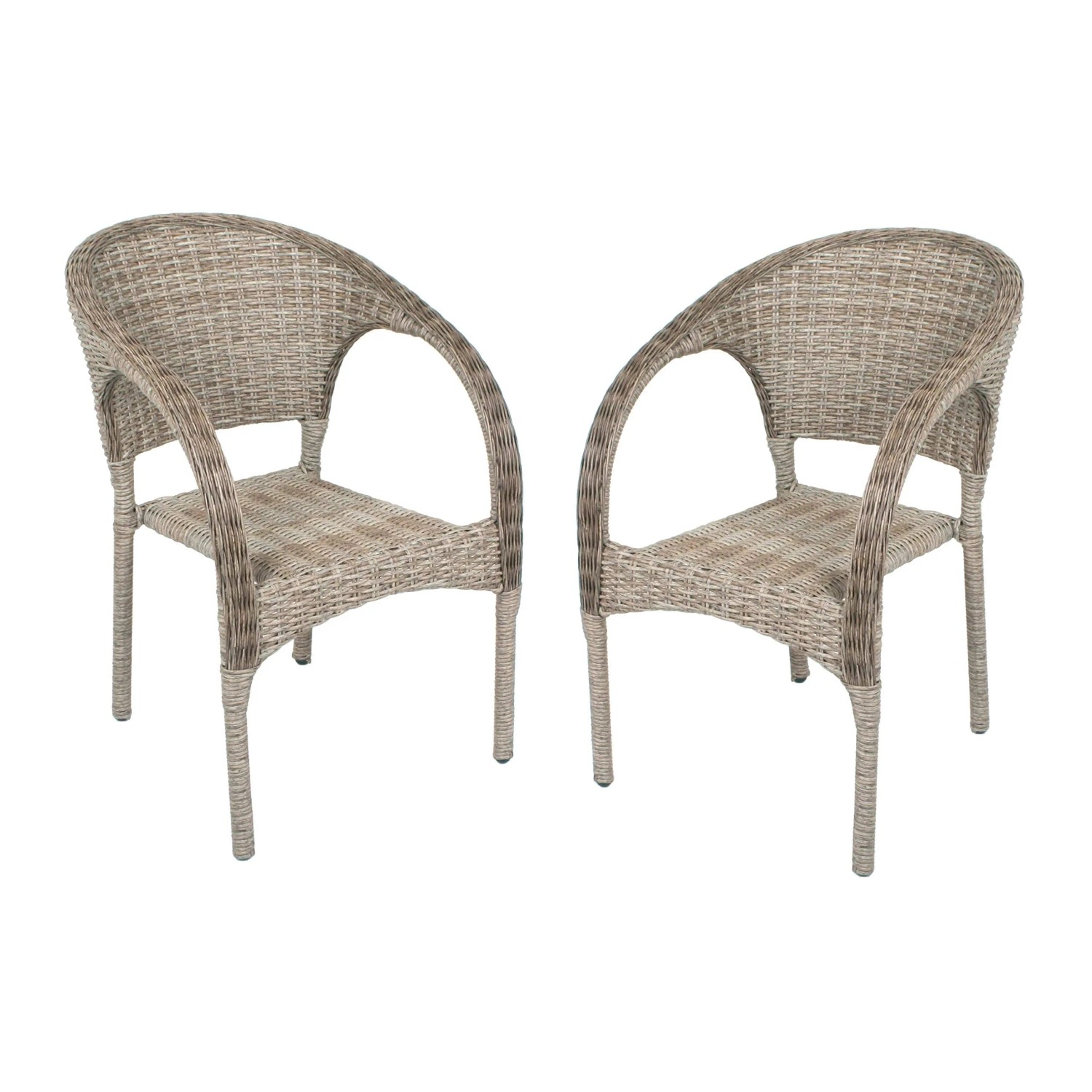 DELUKE Gartenstuhl 2er Set PARIS Kissen Kunststoff Ingwerbraun Stapelstuhl Wetterfest Gartenstühle Outdoor Essstühle