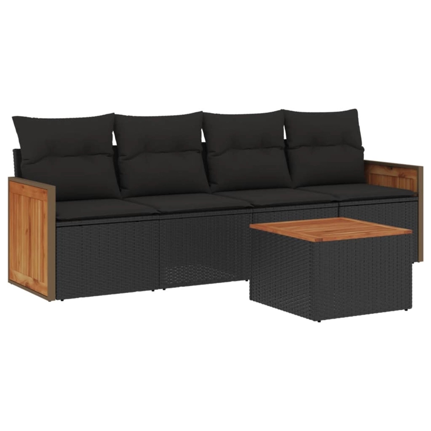 vidaXL 5-Tlg Garten-Sofagarnitur mit Kissen Schwarz Poly Rattan 3227455 günstig online kaufen