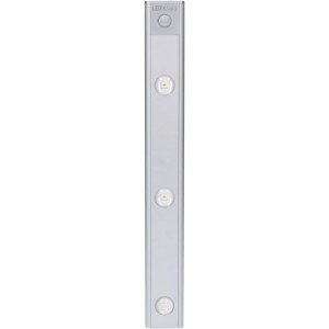 Silberne LED-Unterbauleuchte mit PIR-Sensor, 75 lm, CCT+RGB, 34 cm. Ideal für Küche & Möbel.