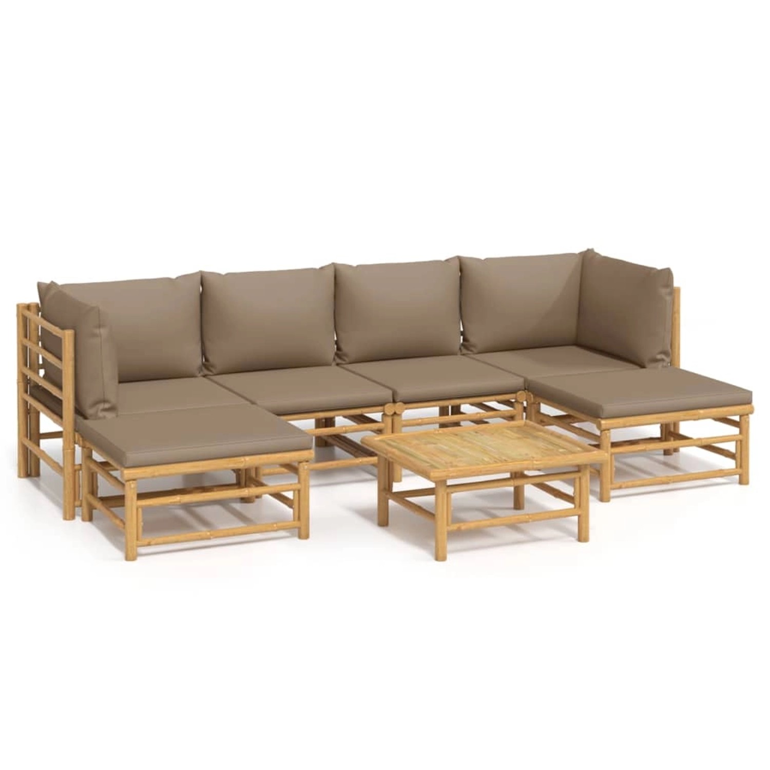 Vidaxl 7-tlg. Garten-lounge-set Mit Taupe Kissen Bambus günstig online kaufen