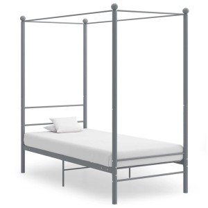 vidaXL Himmelbett Grau Metall 90x200 cm 325053