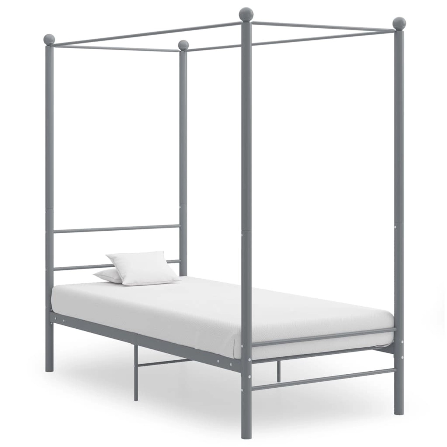 vidaXL Himmelbett Grau Metall 90x200 cm 325053