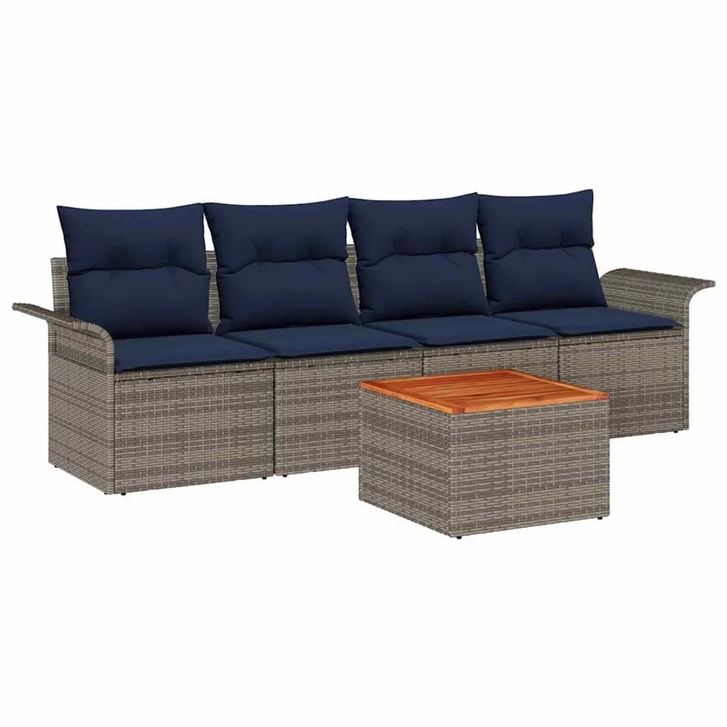 vidaXL Gartensofa-set mit Kissen 5 Stk Grau Poly-Rattan 3347262