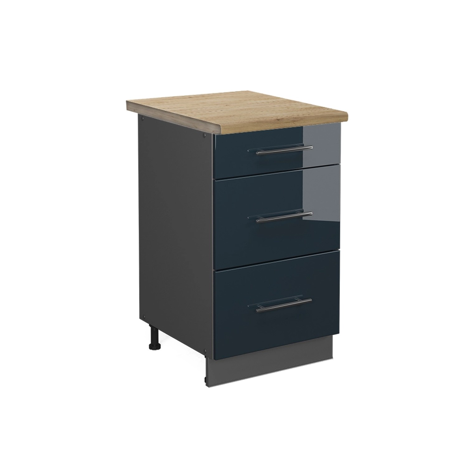 Vicco Schubladenschrank Fame-Line Dunkelblau Hochglanz 50 cm AP Eiche günstig online kaufen