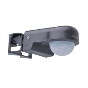 Oktaplex Don Bewegungsmelder, 240°, anthrazit, mit Eckhalterung für den Außenbereich.