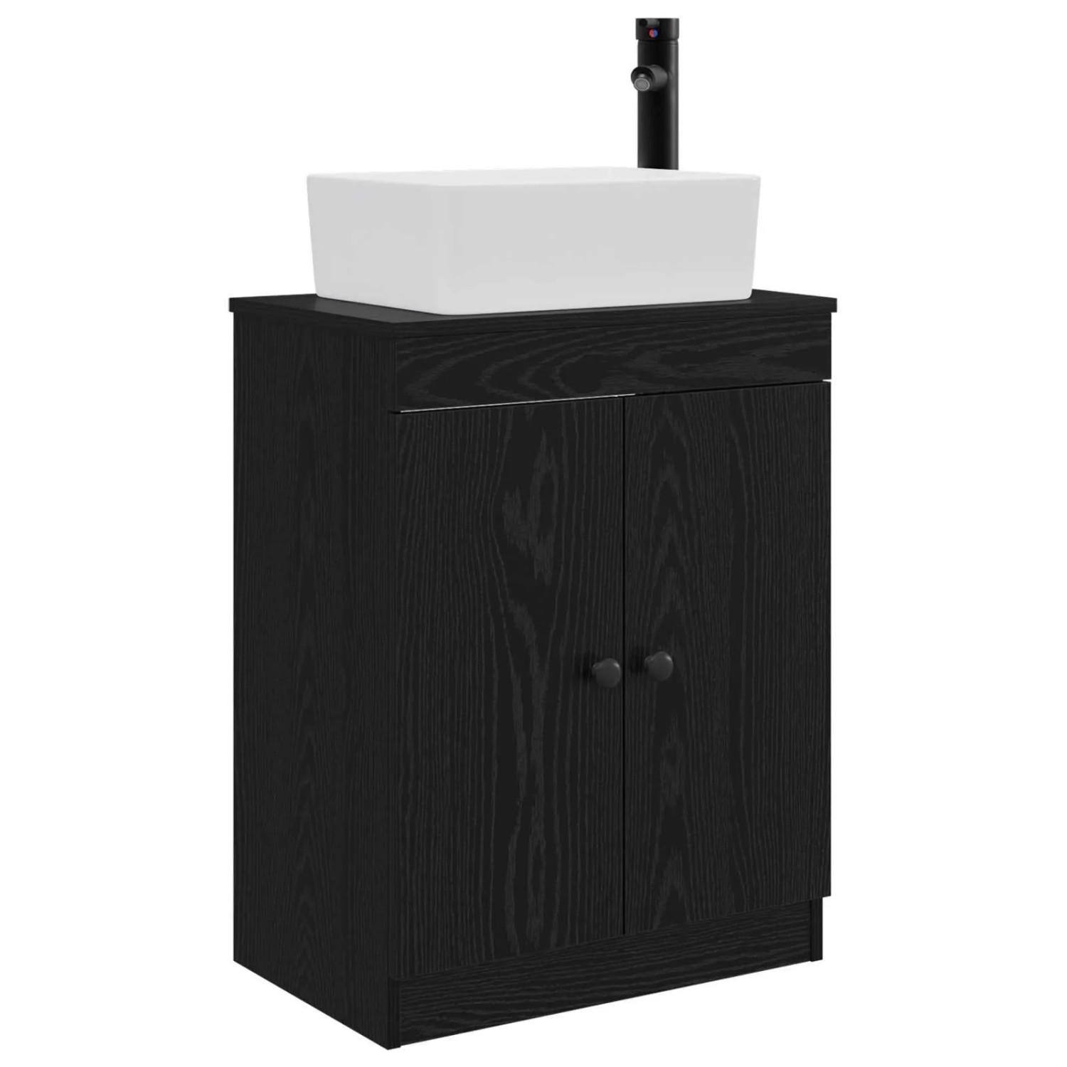 vidaXL Badezimmerschrank mit Waschbecken Schwarz 54 x 35 x 83 cm 890131