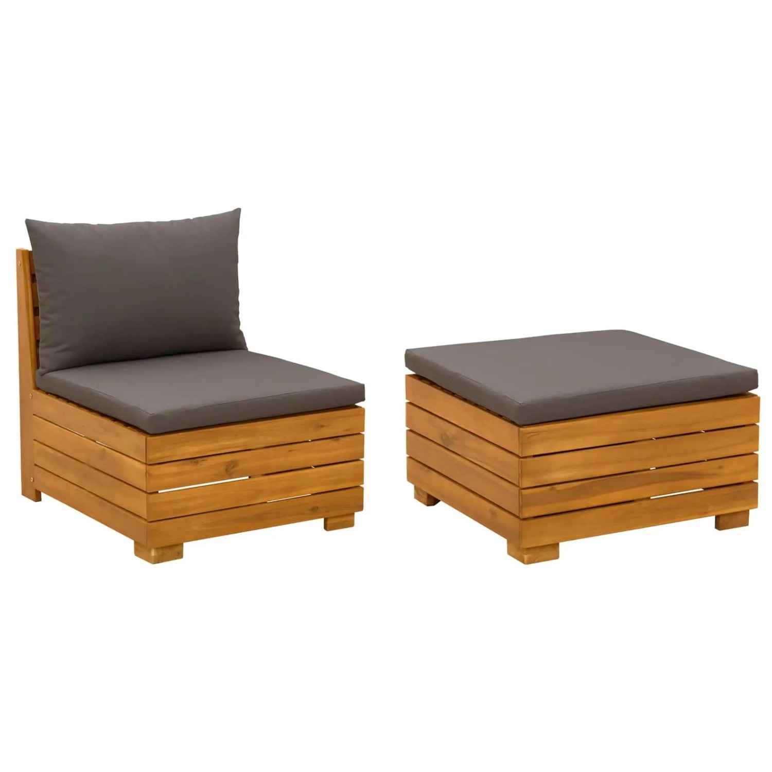 vidaXL Garten-Lounge-Set mit Kissen 2 Stück Braun Massivholz Akazie 42022440