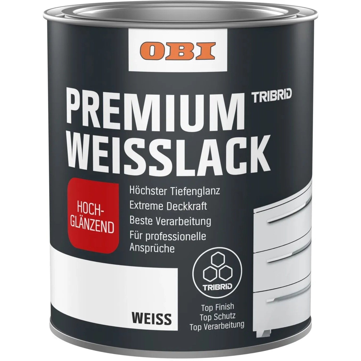 OBI Premium Weißlack Tribrid hochglänzend Weiß 750 ml