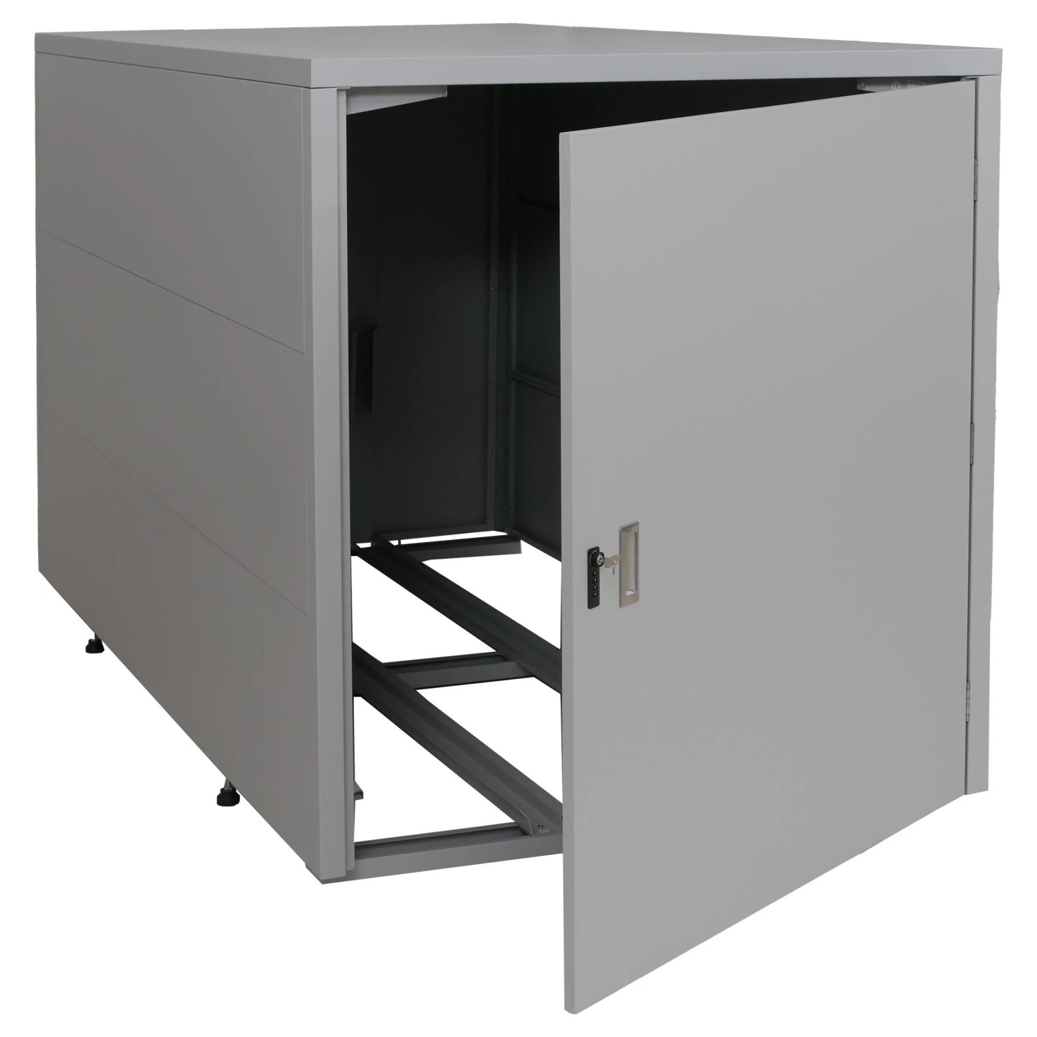 MCW 2er-Fahrradgarage P93 Abschließbar Verzinkter Stahl 123x113x208cm Hellgrau