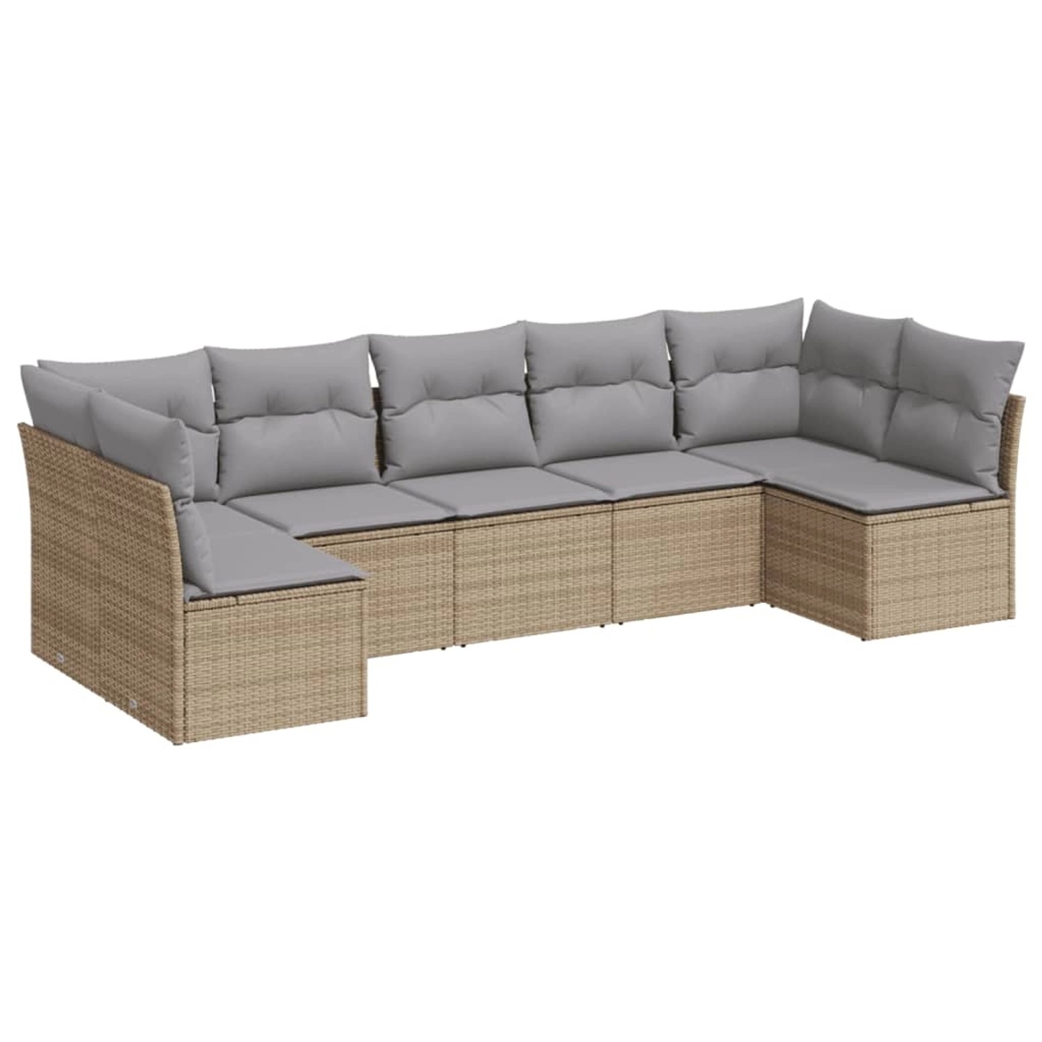 vidaXL 7-tlg Garten-Sofagarnitur mit Kissen Beige Poly Rattan Modell 8 günstig online kaufen