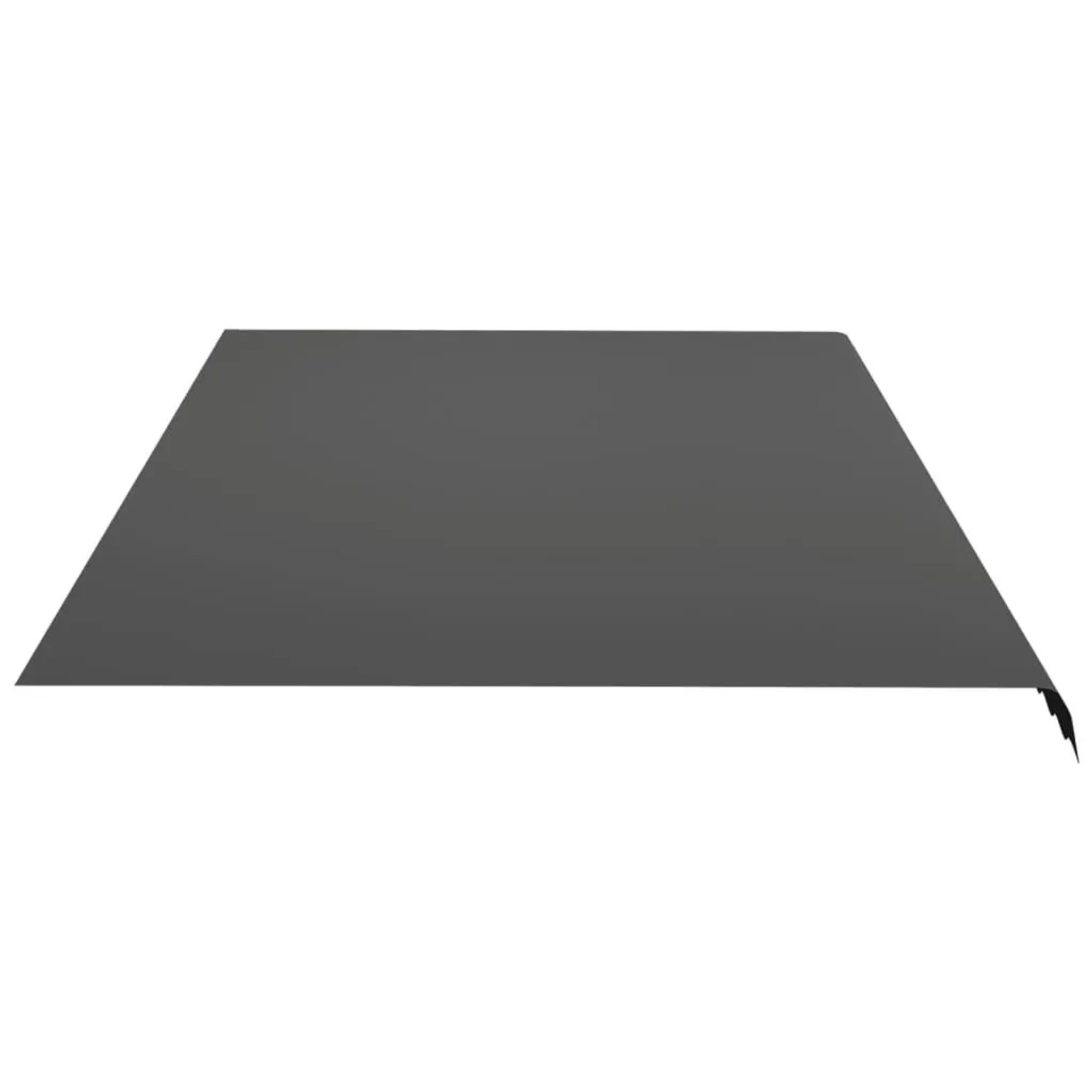 Anthrazitfarbene DELUKE Markisenbespannung mit Volant für 600x350cm Markisenrahmen. Wasserabweisender Polyester-Ersatzstoff.