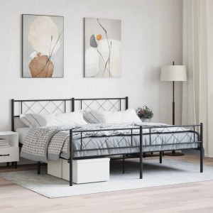 vidaXL Metallbett ohne Matratze mit Fußteil Schwarz 180x200 cm 372299